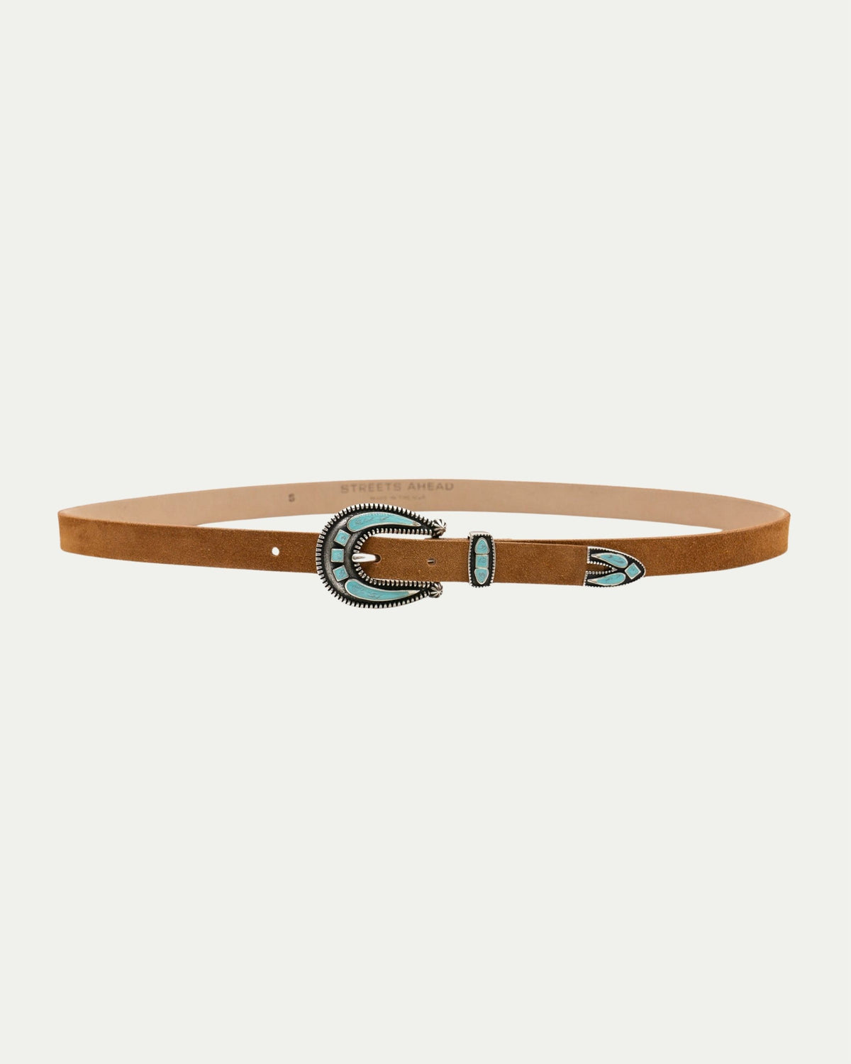 Cheyenne Belt - Tan Suede & Turquoise