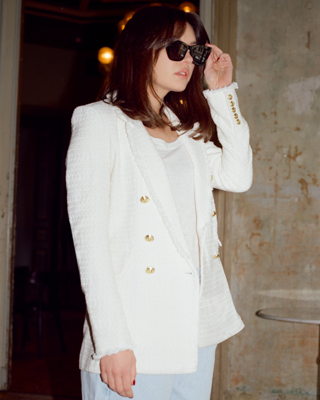 James Linen Scoop-Neck Tee in Off-White