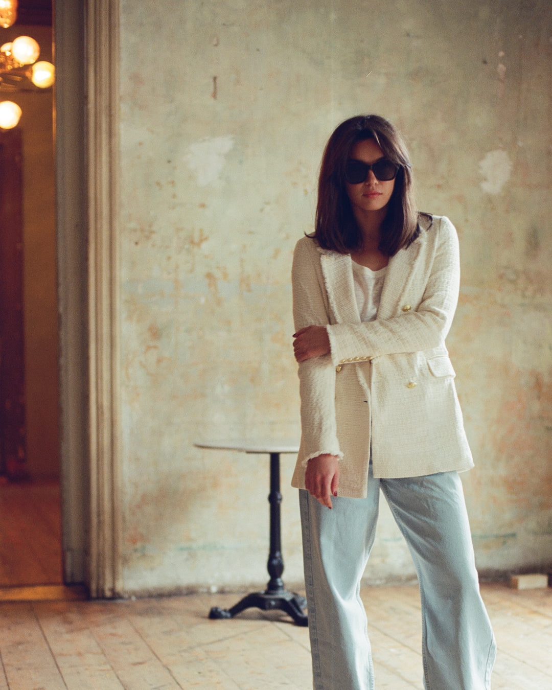 James Linen Scoop-Neck Tee in Off-White