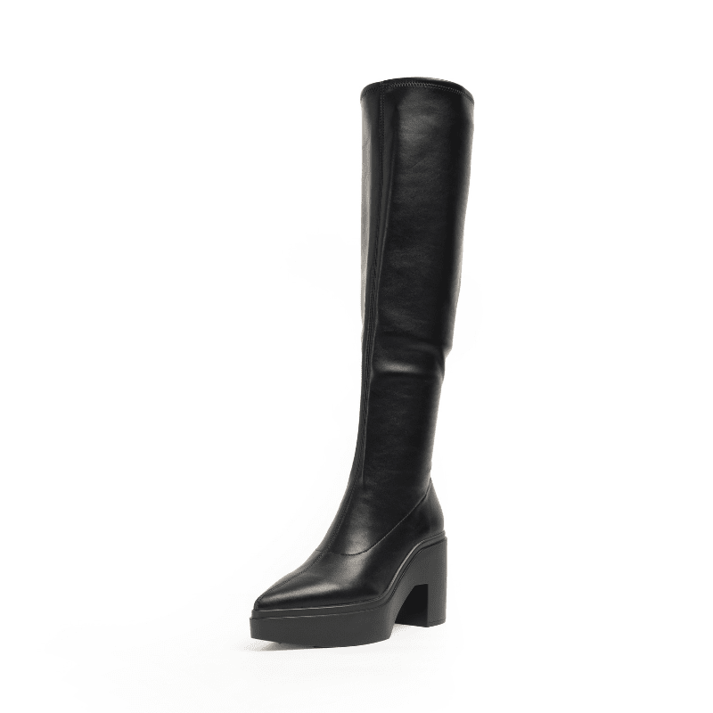 LAWRENCE TALL - BLACK STRETCH LEATHER BOOT