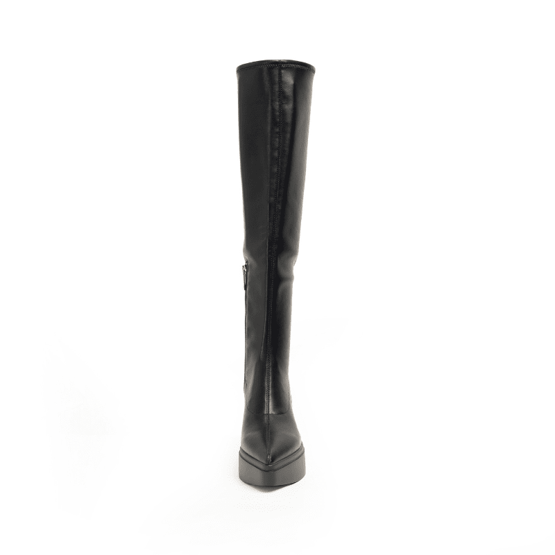 LAWRENCE TALL - BLACK STRETCH LEATHER BOOT