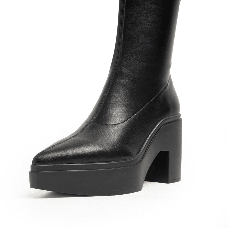 LAWRENCE TALL - BLACK STRETCH LEATHER BOOT