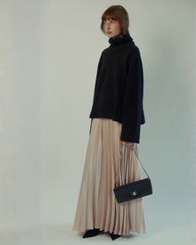 Marilyn Accordion-Pleated Maxi Skirt in Dusty Rose