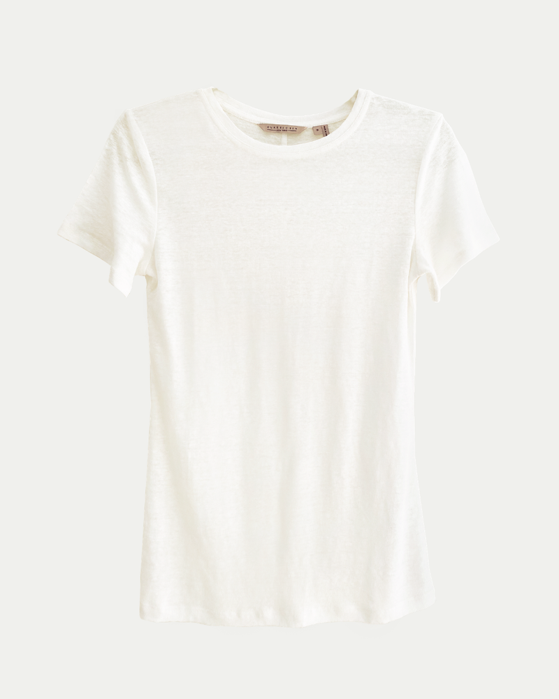 James Linen Crew-Neck Tee in Off-White