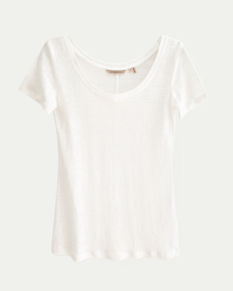 James Linen Scoop-Neck Tee in Off-White