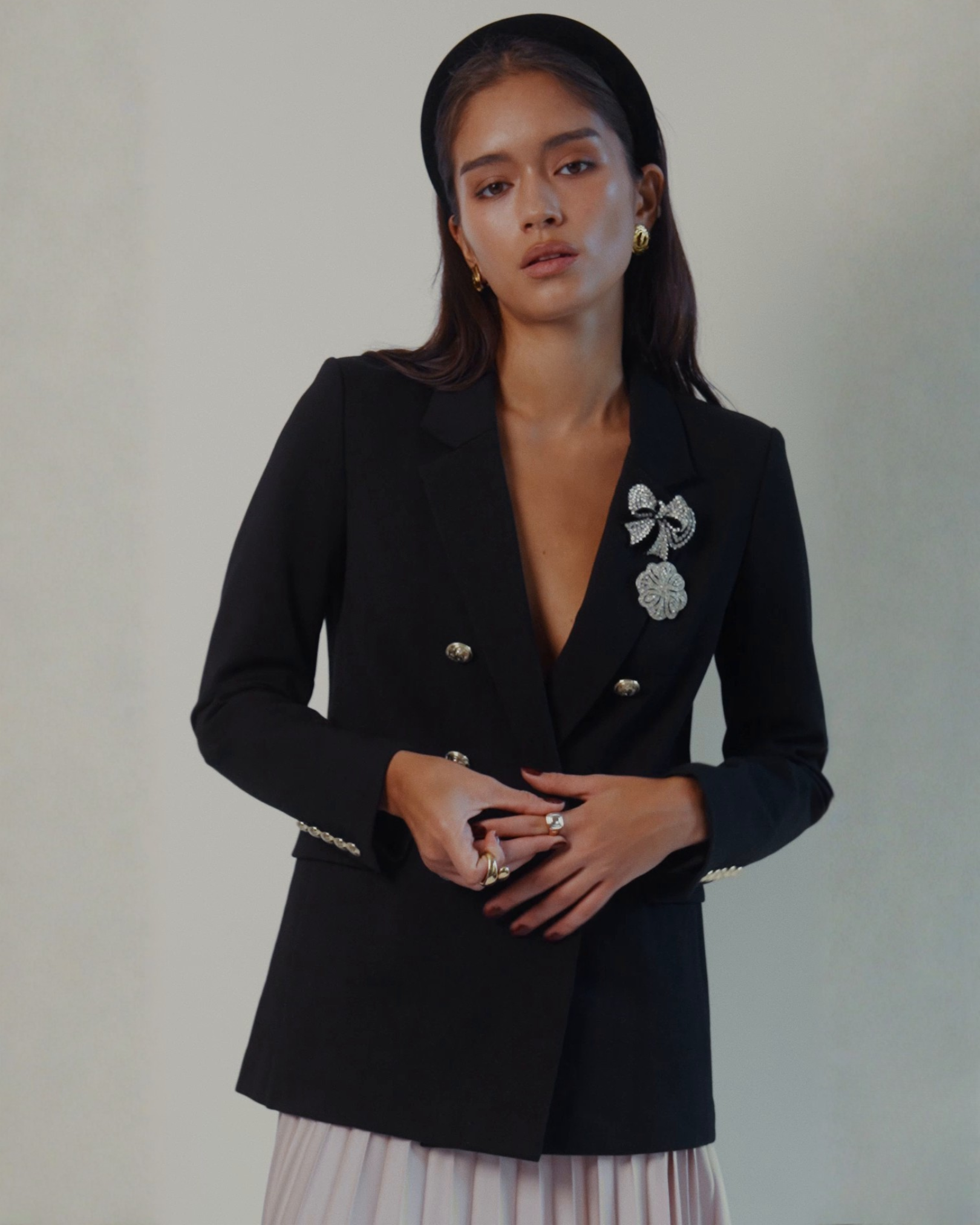 Katharine Double-Breasted Blazer in Black