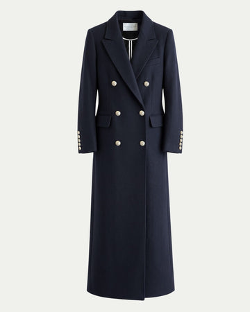 Ingrid Double-Breasted Coat in Deep Navy