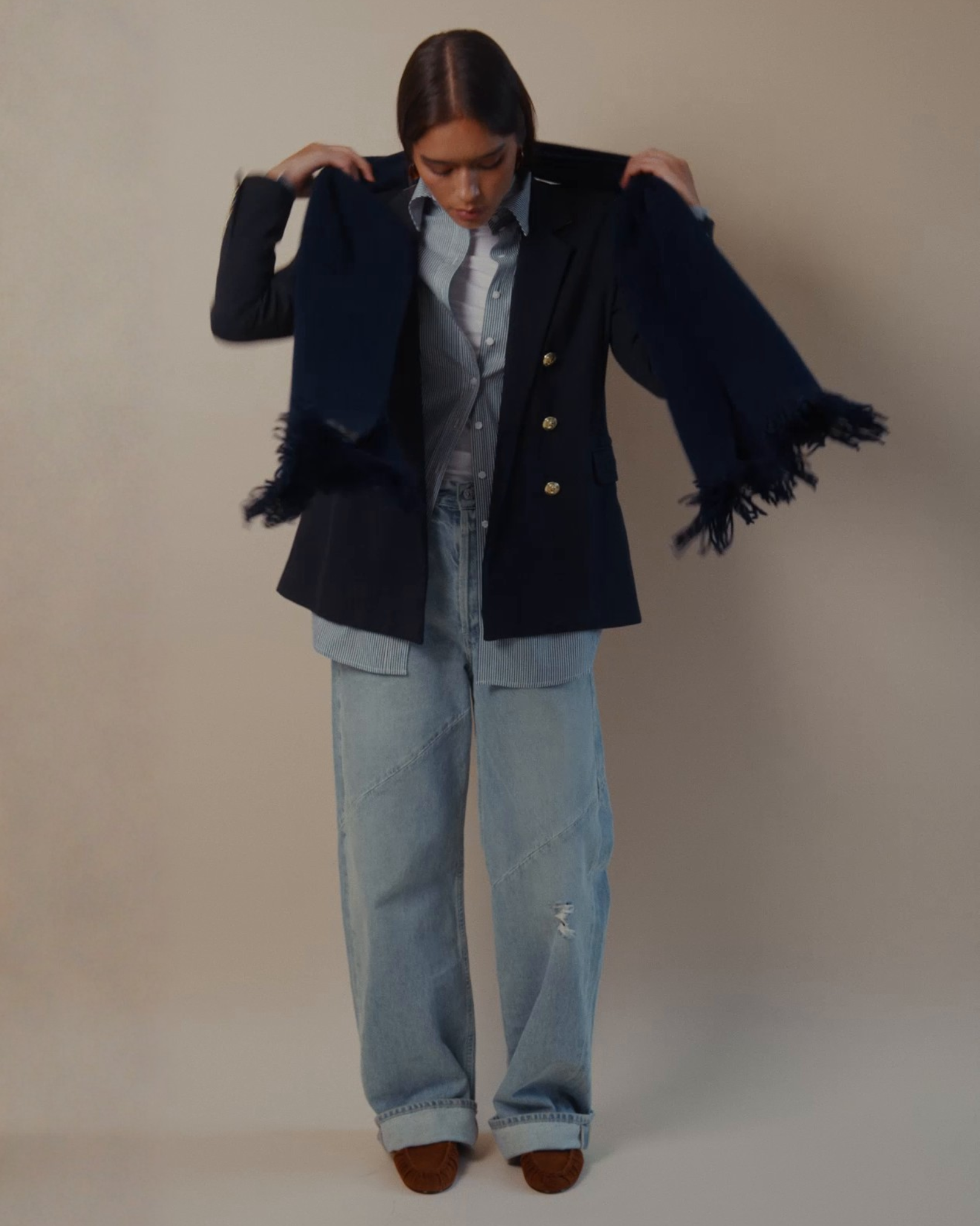 Donna Button-Down Shirt in Blue & White Stripe