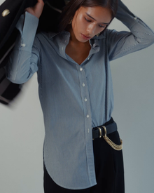 Donna Button-Down Shirt in Blue & White Stripe