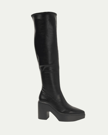 LAWRENCE  TALL - BLACK STRETCH LEATHER BOOT