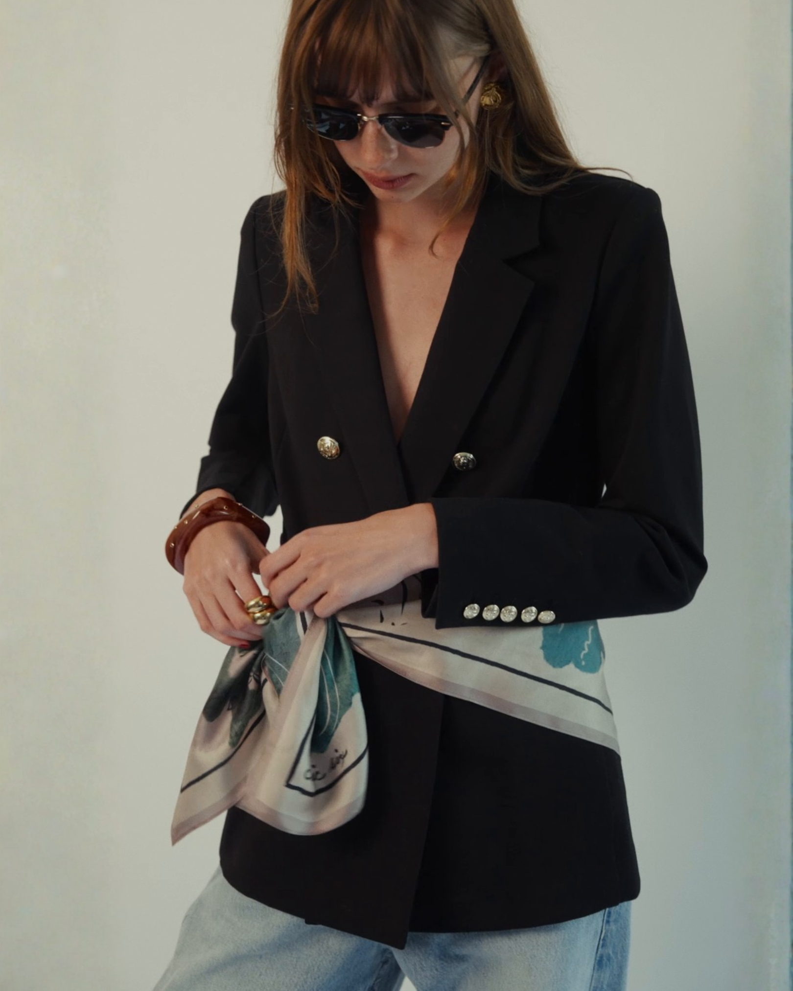 Katharine Double-Breasted Blazer in Black