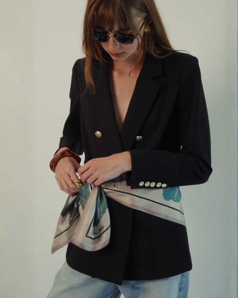 Katharine Double-Breasted Blazer in Black