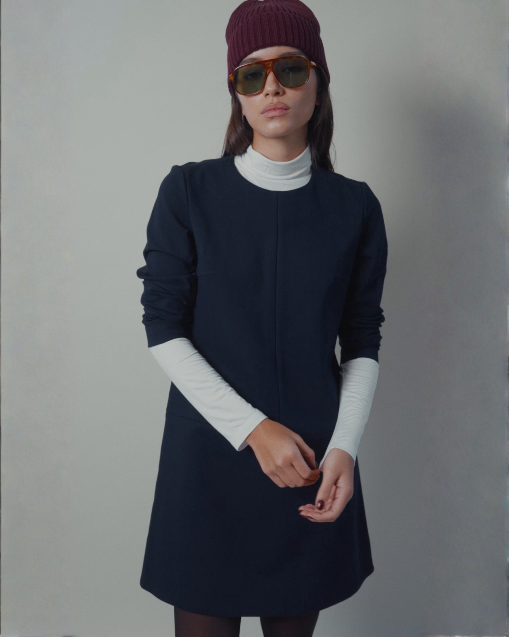 Twiggy Shift Dress in Navy