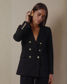 Katharine Double-Breasted Blazer in Black