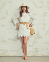 Twiggy Shift Dress in White Eyelet