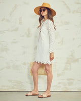 Twiggy Shift Dress in White Eyelet