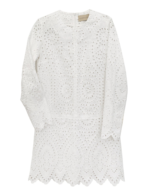 Twiggy Shift Dress in White Eyelet