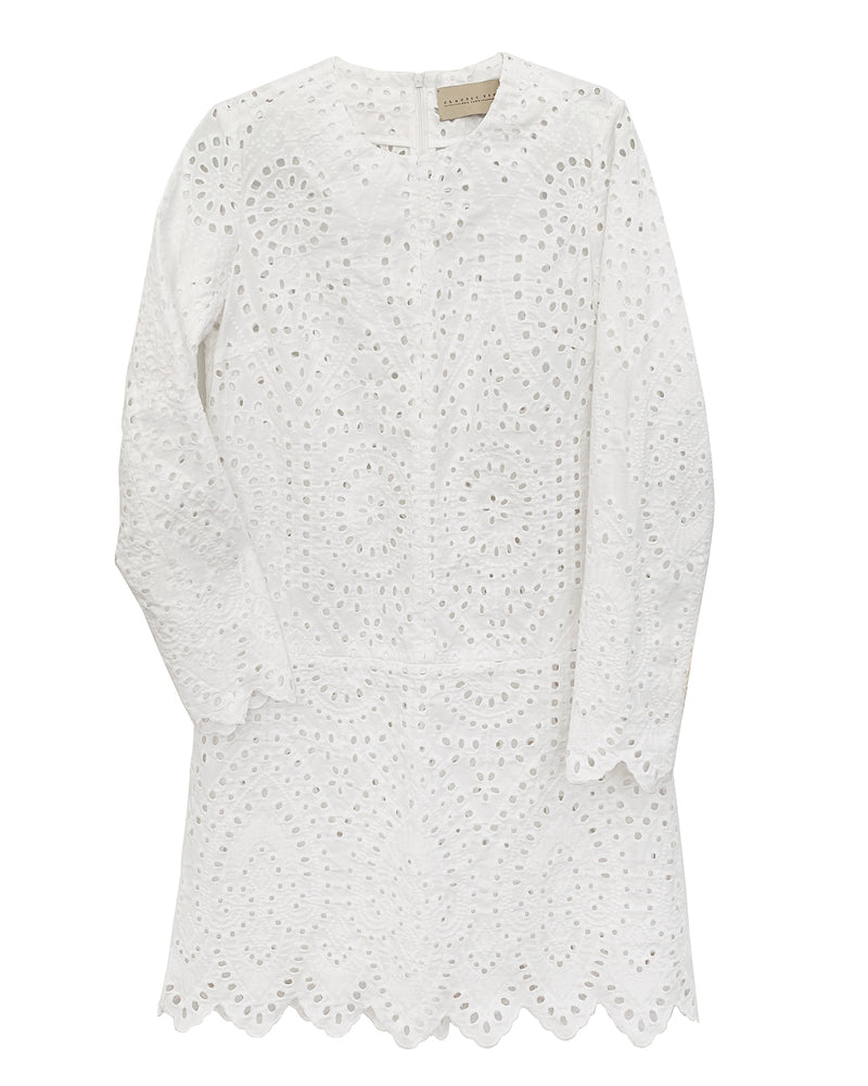 Twiggy Shift Dress in White Eyelet