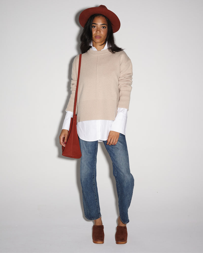 Cary Crew-Neck Sweater in Taupe