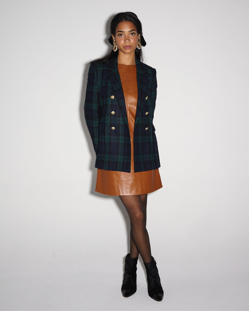 Twiggy Shift Dress in Caramel Faux Leather