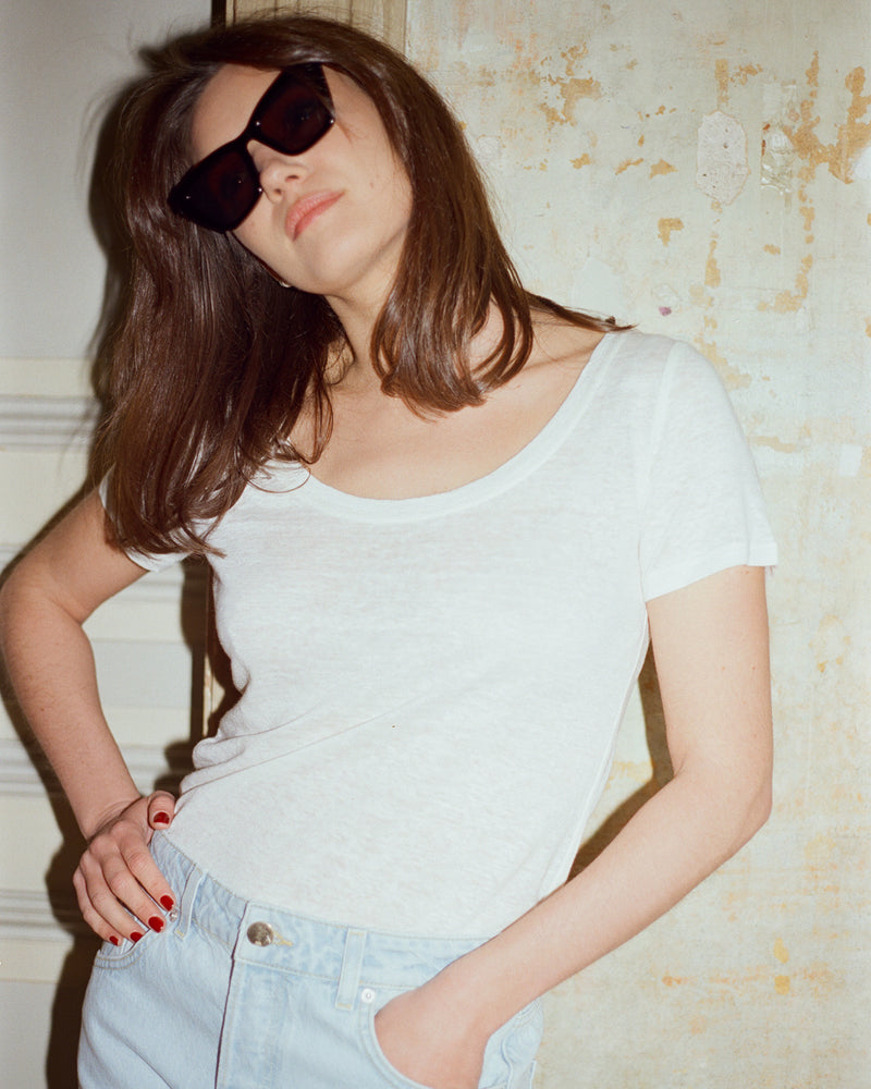 James Linen Scoop-Neck Tee