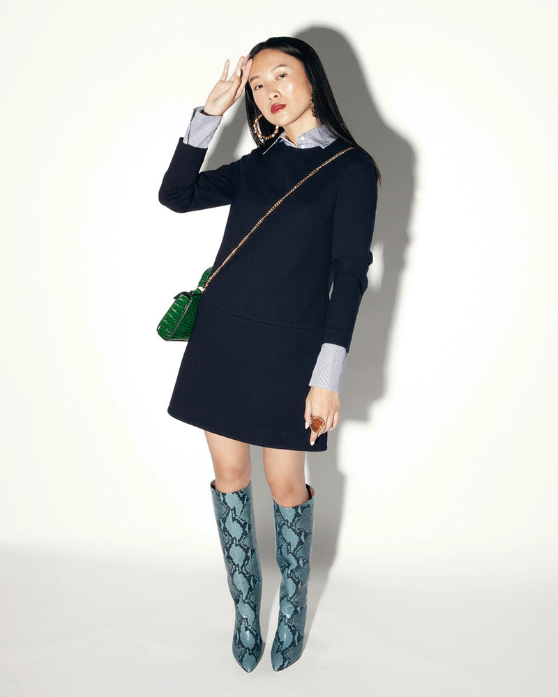 Twiggy Shift Dress in Navy