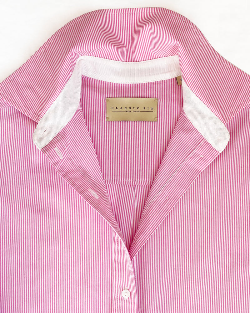 Donna Button-Down Shirt in Pink Stripe