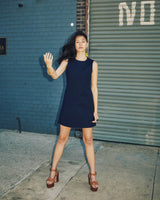 Twiggy Sleeveless Shift Dress in Navy