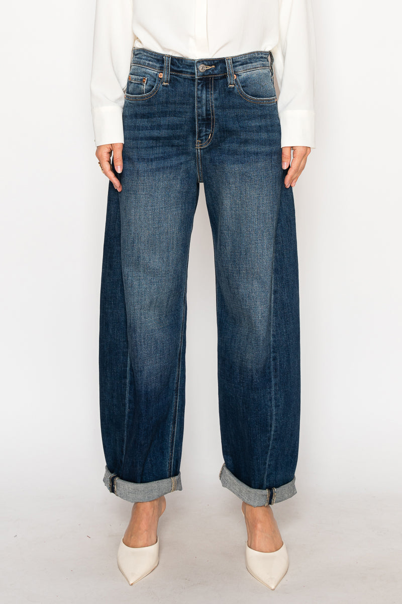 MARGAUX RELAXED TAPERED DARK WASH BARREL JEANS