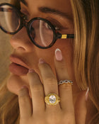 The Reve Ridged Signet Ring- Gold