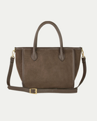 Italian Genuine Suede & Full-Grain Leather Top-Handle Bag | Alba