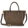 Italian Genuine Suede & Full-Grain Leather Top-Handle Bag | Alba