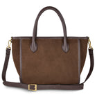 Italian Genuine Suede & Full-Grain Leather Top-Handle Bag | Alba