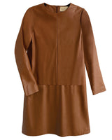 Twiggy Shift Dress in Caramel Faux Leather