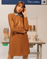 Twiggy Shift Dress in Caramel Faux Leather