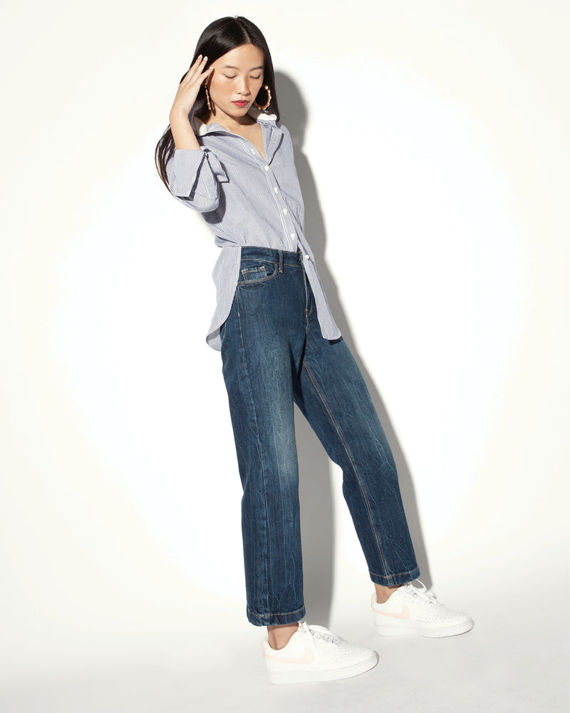 Donna Button-Down Shirt in Blue & White Stripe