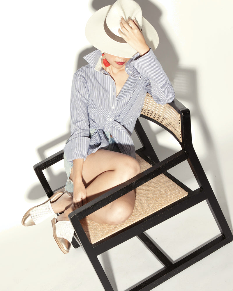 Donna Button-Down Shirt in Blue & White Stripe