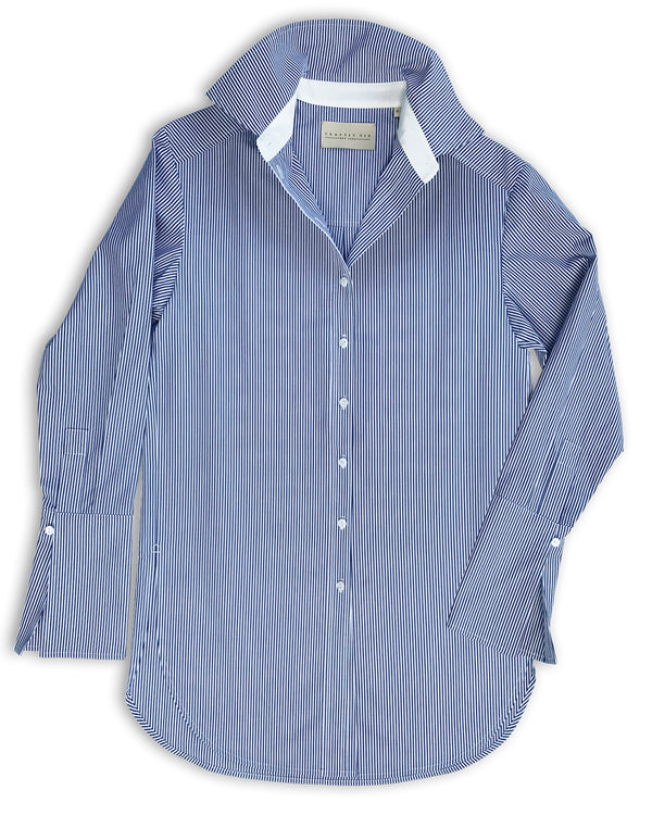 Donna Button-Down Shirt in Blue & White Stripe